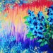SALE - Original Acrylic Floral Painting 16 x 20 FREE SHIPPING Bold Vibrant Colours Rainbow Ombre Effect Royal Blue Flowers Red Peach Purple