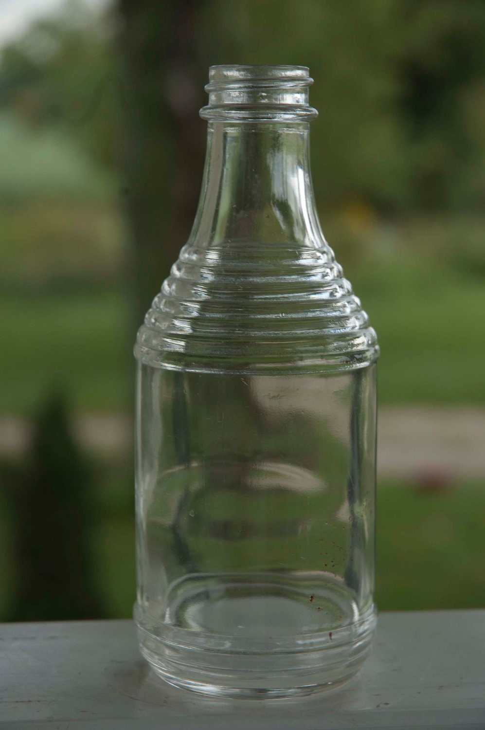 Download Vintage clear glass bottle Shedd's embossed with rings