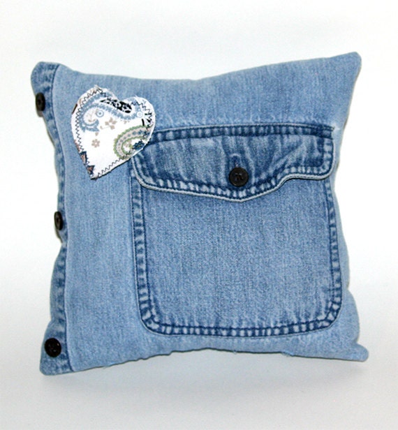 Novelty Pillow made from Recycled Denim