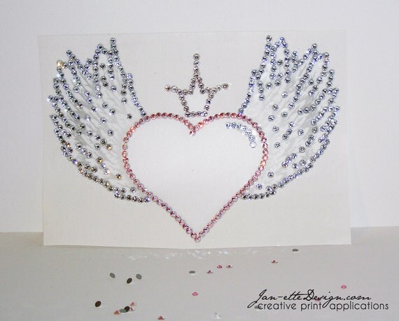 Download Items similar to Bling Sticker, Heart with Wings and Crown ...