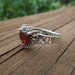 Vintage Silver Ring Size 7 With Red Heart Shaped Stone, Stamped 925
