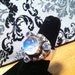 Vintage Rainbow Moonstone and Blue Topaz Gypsy Sorceress Fortune Teller's Triquetra Ring