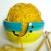 Blue ,Yellow,Yarn Bowl,Yarn Holder, Needle Holder, Ceramic Stoneware, Pottery, Gift under 40 dollars