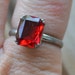 HOLD antique sterling hallmarked Uncas Edwardian / art deco ruby red czech glass solitare rhinestone cocktail ring