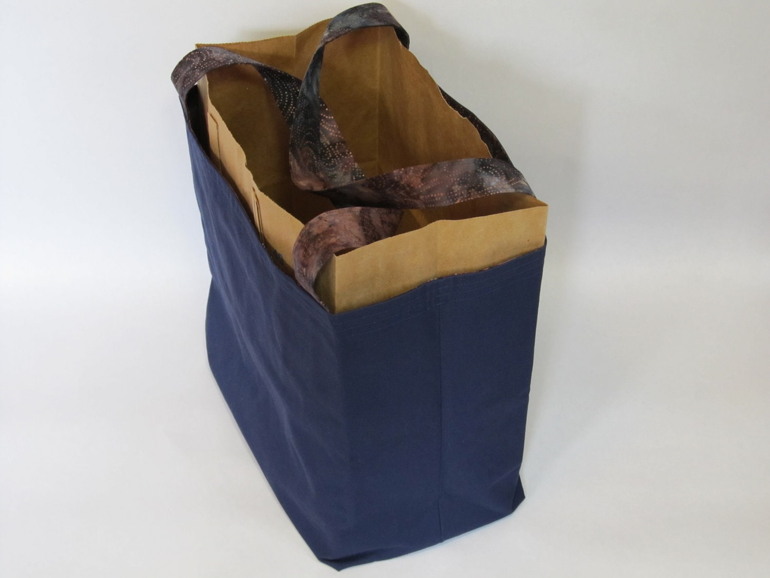 Grocery Shopping Tote Bag Made of Decorative Batik Fabric and