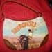 vintage, from the 70s, 80s, maybe early 90s purse, western bronco girl, enhanced with sequins and studs