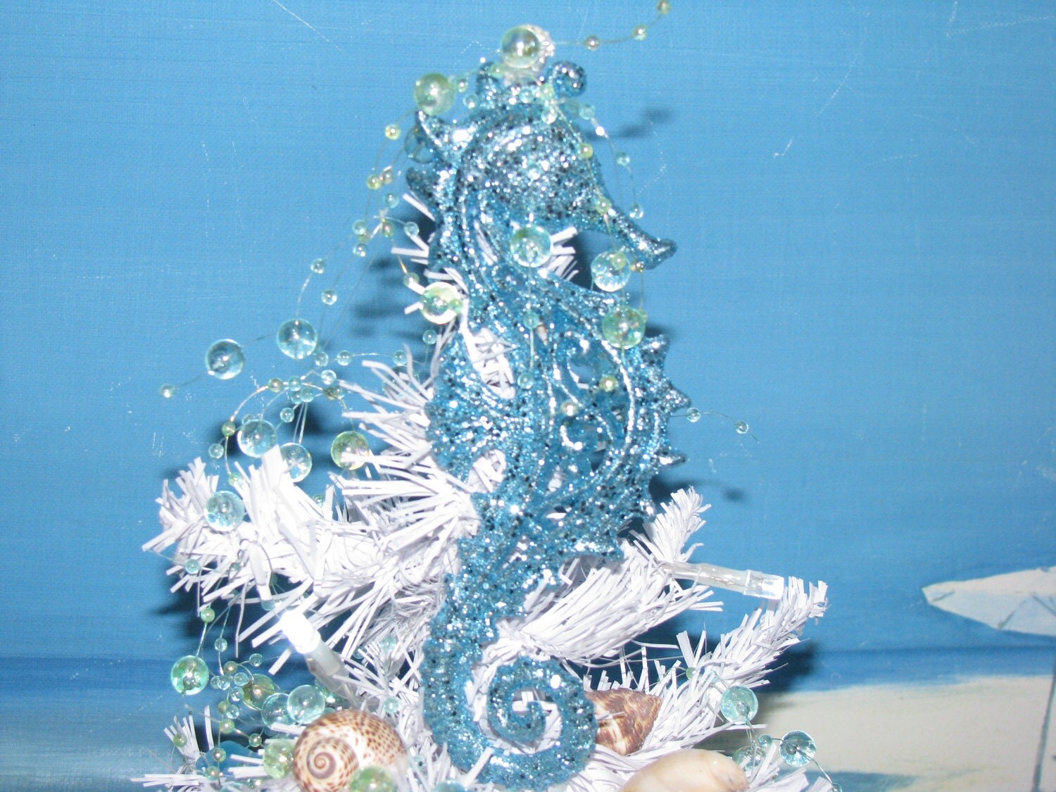 Seashell Christmas TreeLight up LED Battery LightsBlue