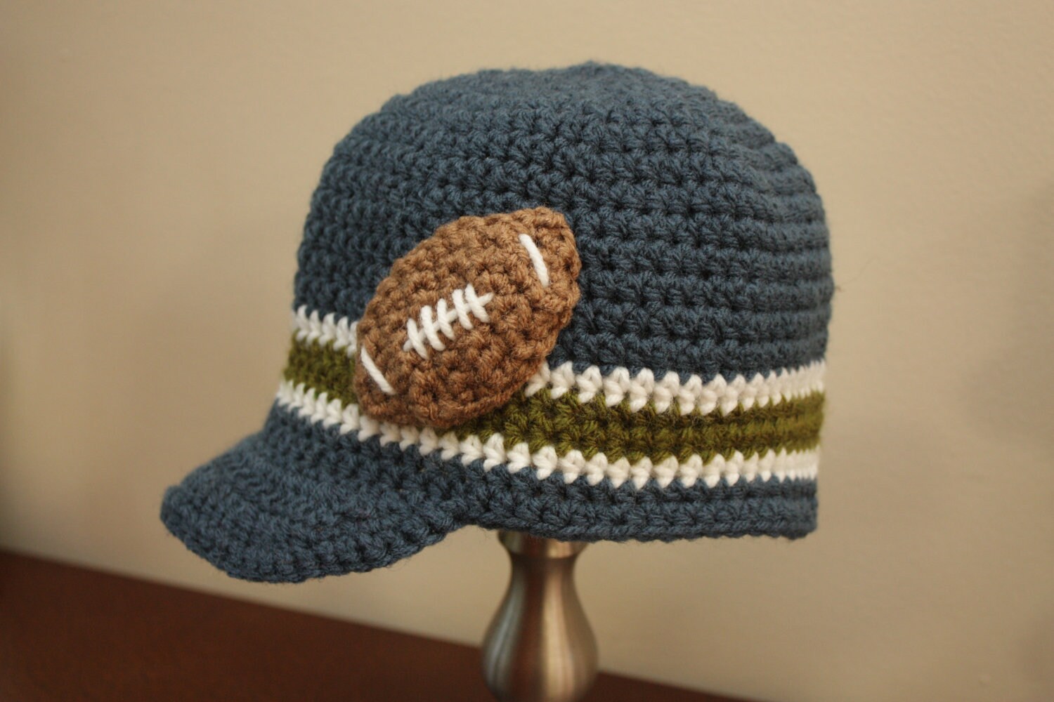 Football Applique Hat Crochet Football Hat Baby Boy Hat