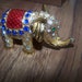 Beautiful Elephant bejeweled enamel Trinket box jewelry holder Rhinestones RESERVED for Lucky Clover