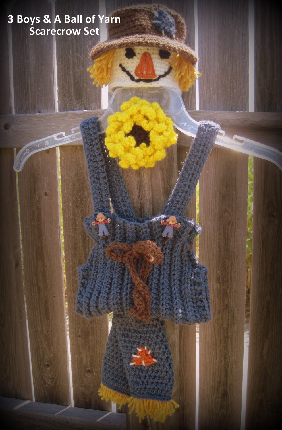 Scarecrow Crochet Pattern Set by 3BoysAndABallOfYarn on Etsy