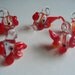 5 Red And Clear Lampwork Glass Fish Beads