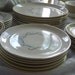Complete Service for 12 Salem Riviera, 84 PIECES, Stunning Tiffany Blue with Platinum Scrolling, 7 Pieces Per Place Setting