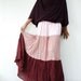 NO.53 Light Pink-Dusty Rose-Burgundy Cotton, Hippie Gypsy Boho Color-Block Tiered Skirt