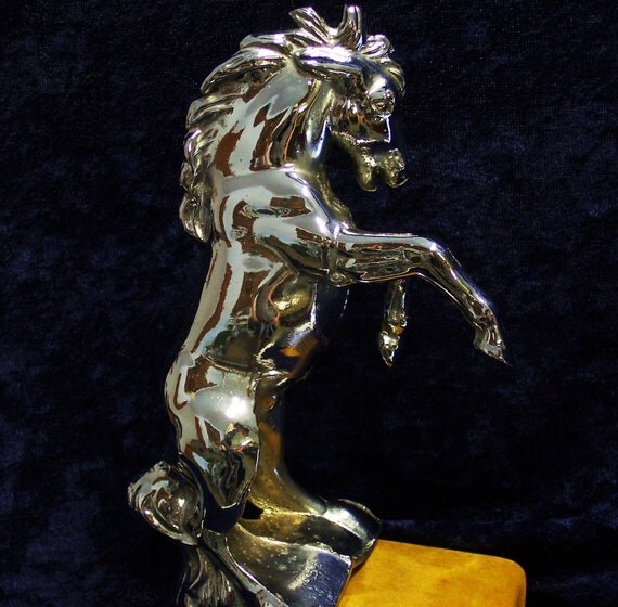 Vintage Hood Ornament Horse Stallion Mustang Chrome Ornament