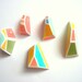 Neon Geometric Faceted Clay Pendans,Do it Yourself Geometric Jewelry,Hand Painted Ceometric beads