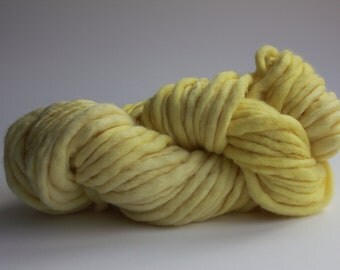 Banana Yellow Color Hand Spun Hand Dyed Thick and Thin Chunky Wool Knitting Yarn