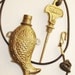 Vintage Scent Bottle Pendant / Brass Fish Pendant / Brass Scent Bottle / Perfume Bottle