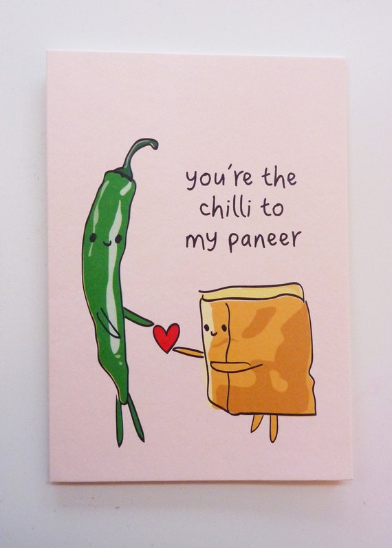 Funny Indian Food-inspired Greetings Card Chilli Panner