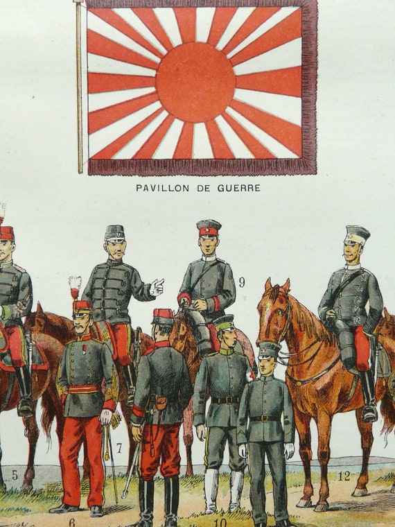 1900 Antique fine lithograph of JAPAN Army by AntiquePrintsOnly