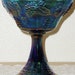 Vintage Indiana Glass Compote, Blue Carnival Glass, Harvest Grape Compote, Carnival Glass Compote, Blue Harvest Grape, Blue Footed Compote,