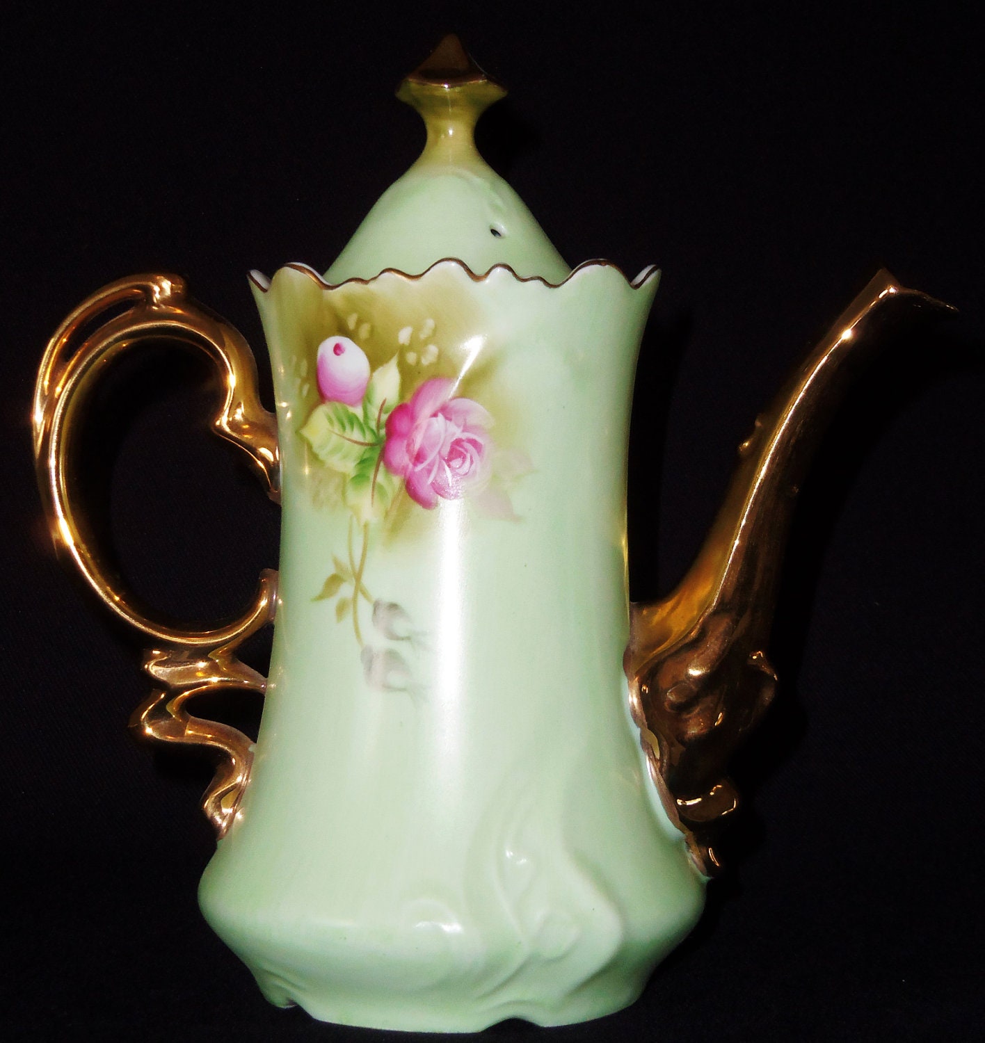 Vintage Lefton Heritage Chocolate Coffee Teapot Lefton China