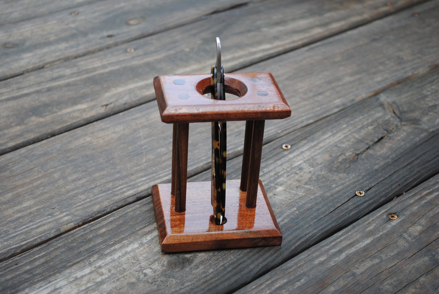 Straight Razor Stand for Shaving Reclaimed Walnut Barn Wood