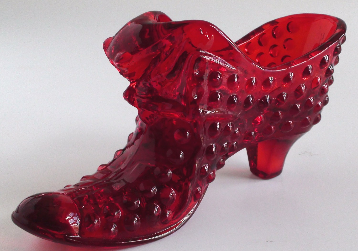 Vintage Fenton Ruby Red Glass Shoe