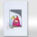 ORIGINAL PAINTING A4 Autumn. Red Bird painting. Bird drawing. Parrot. Bird illustration "Clever bird". Gift. Pink. Nursery. For kid. Glasses