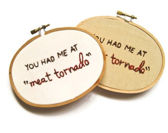 Ron Swanson Embroidery Hoop : Meat Tornado - Parks and Rec TV Quote Home Decor Wall Art