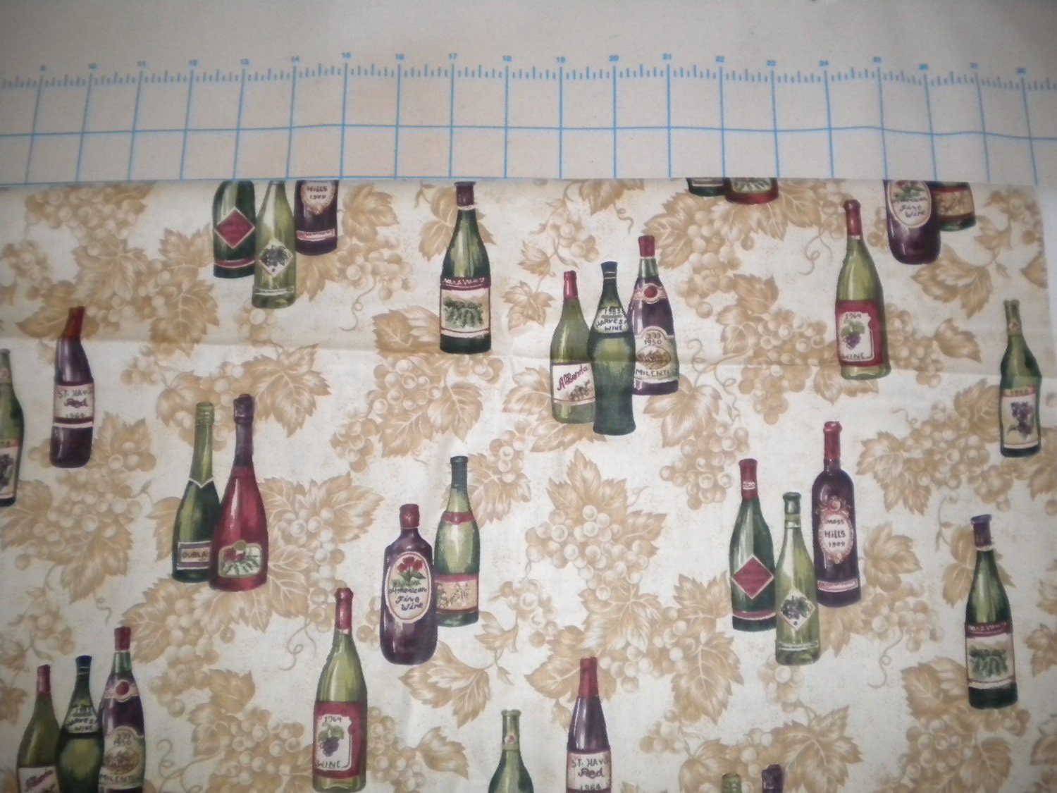 Wine Bottle Print Cotton Quilting Fabric 45 Wide 5 1/4