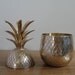 Vintage large brass pineapple ice bucket, trinket box, candleholder, 9.5 inches tall, Hollywood regency, retro, mid century
