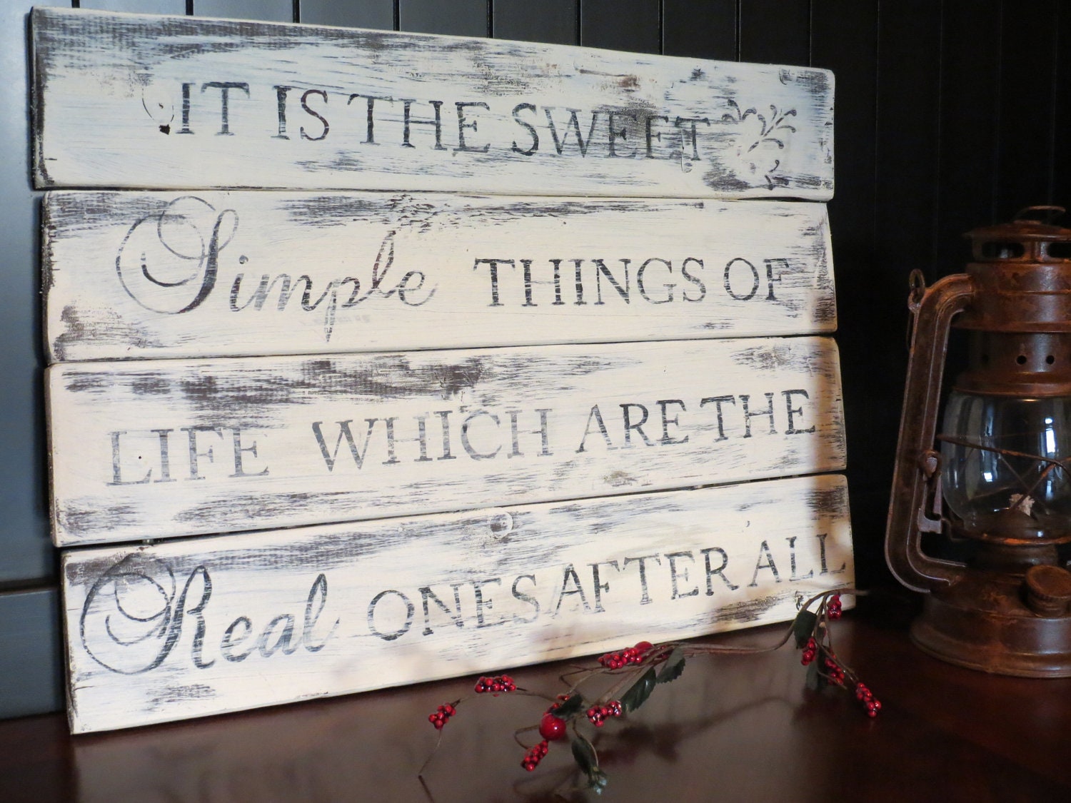 Distressed Wood Plank Handpainted Quote Sign Rustic