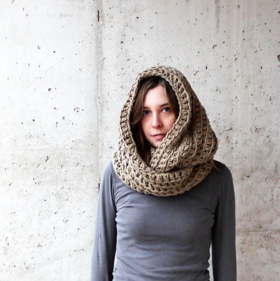 Items similar to crochet infinity scarf - taupe brown - women's ...
