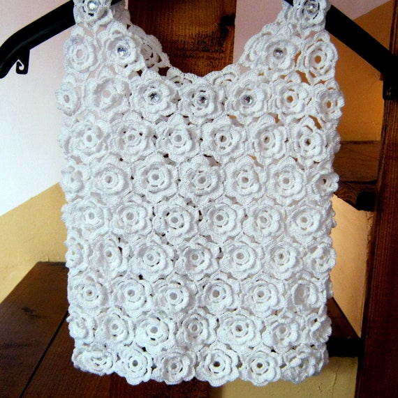 Irish lace white roses lace crochet top wedding dress