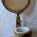 Antique Victorian Art Noveau Style Mirror Shaving Stand with Milk Glass Soap Bowl and Shaving brush holder