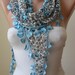 ON SALE -- Perforated Fabric - Blue Scarf with Blue Trim Edge