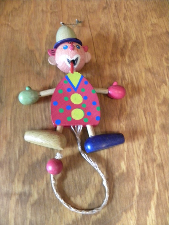 Vintage Wooden Pull String Toy by GoodsBayou on Etsy