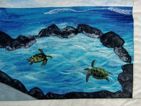 Hawaiian Tropical Beach Art Quilt Landscape Seascape Wall