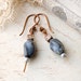 Steel Grey, Crystal, and Pearl Dangle Drop Earrings, Copper earwires