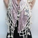 Pink floral lace tulle scarf