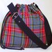 Upcycled Red Plaid Drawstring Hobo Bag, the 'Paige'