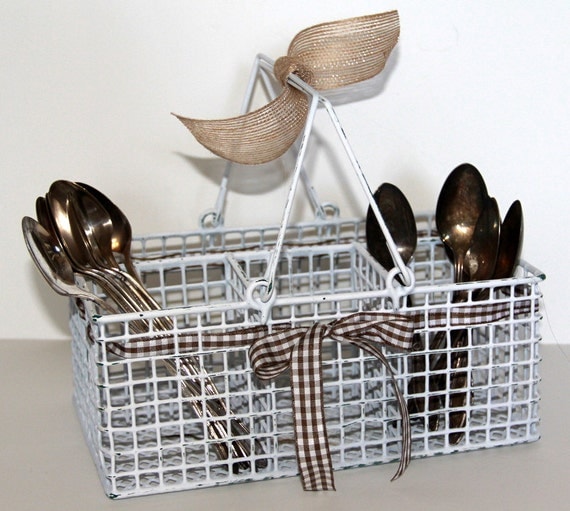 Vintage Wire Silverware Caddy BBQ Picnic