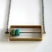 Geometric Raw Brass Rectangle Necklace on Gunmetal Chain