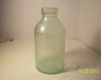 1900's Large Size Mellin's Infant Food Boston, Mass Aqua food bottle No 5
