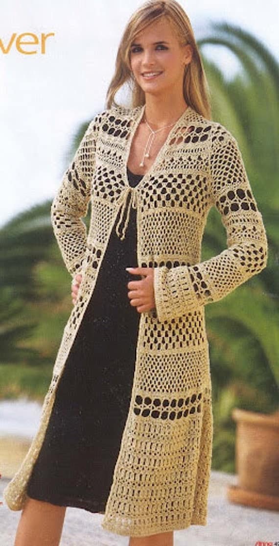 Items similar to ELEGANT spring / summer women long crochet cardigan on ...