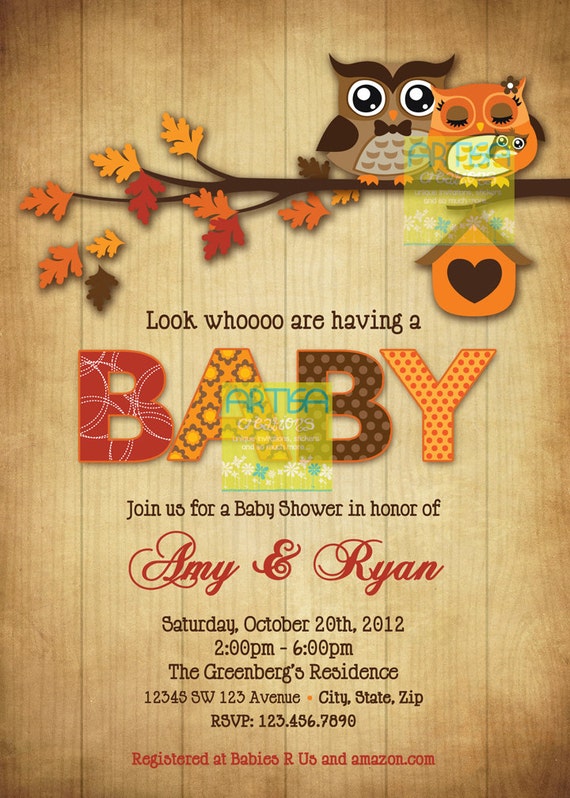 shower name invitation baby baby wording with Owls  Invitation Shower    Twins Autumn Shower Baby Owls Baby Baby