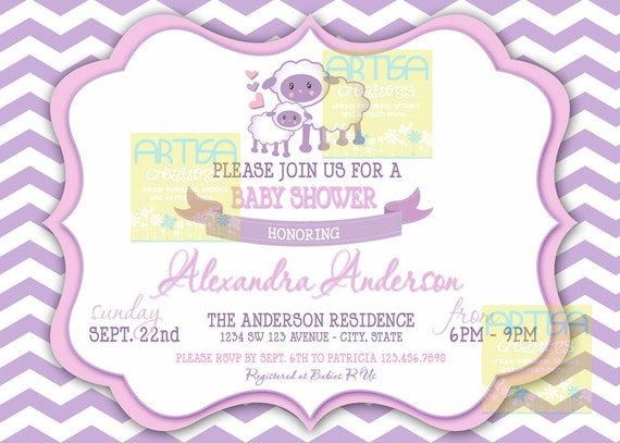 ... Invitation - Sheep Baby Girl Shower Invitation DIY - Lamb Invitation