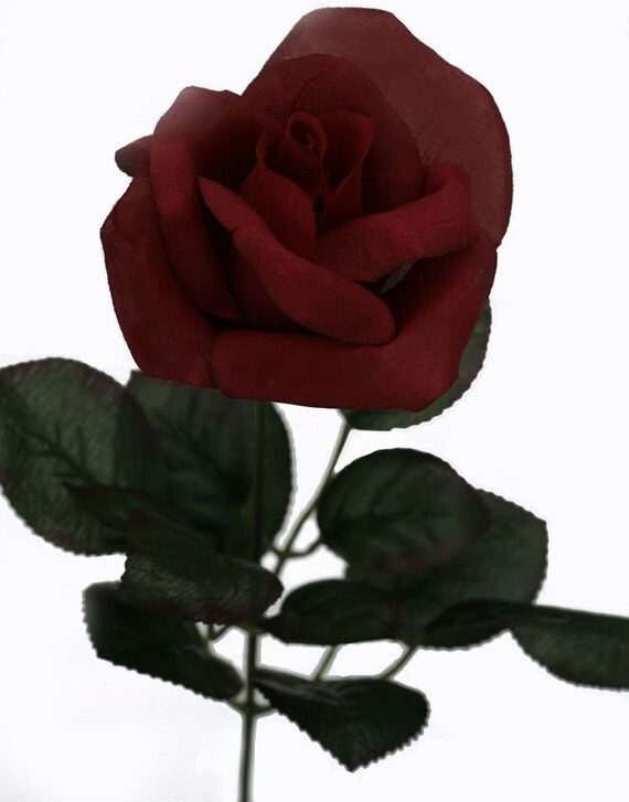 Burgundy Rose Stem Silk Rose Burgundy Wedding Flowers