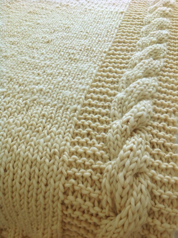 Cable knit blanket pure wool