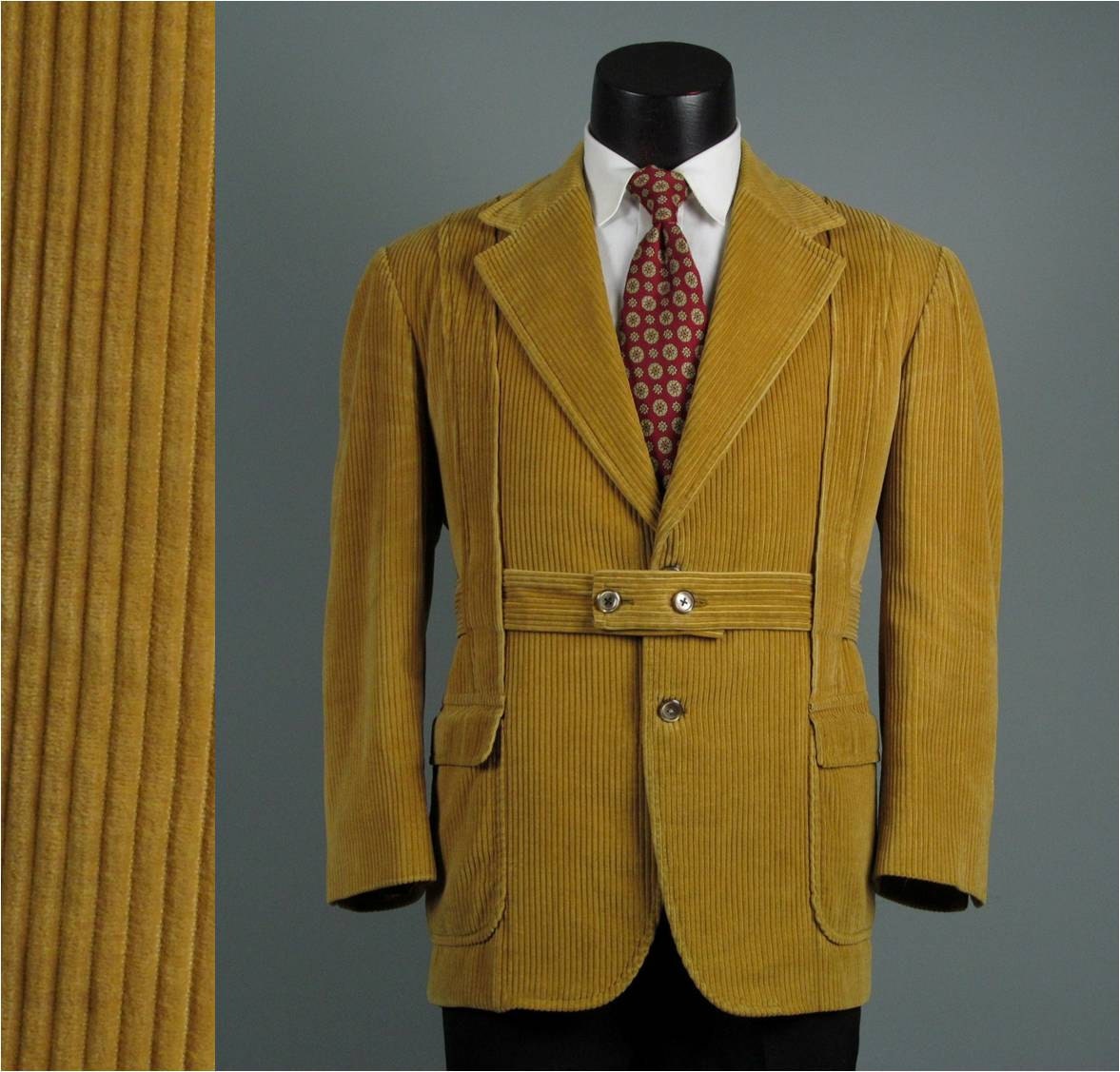 Vintage Mens Sport Coat Jacket 1970s MOD Warm Butterscotch